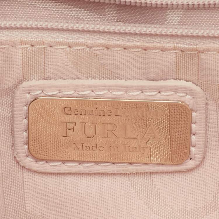 Pre Owned Furla Light Pink Saffiano Leather Large Linda Tote
