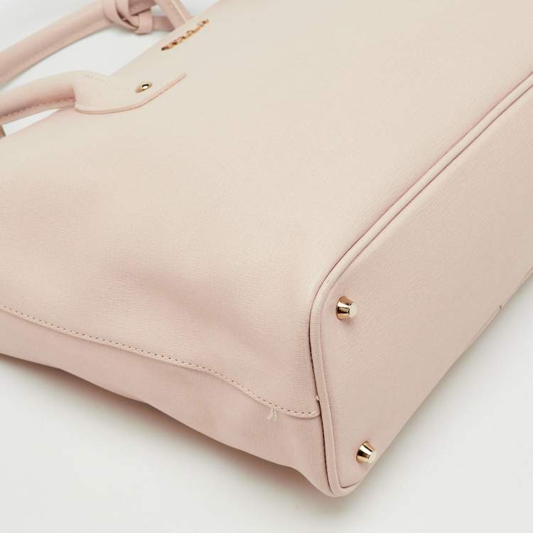 Pre Owned Furla Light Pink Saffiano Leather Large Linda Tote