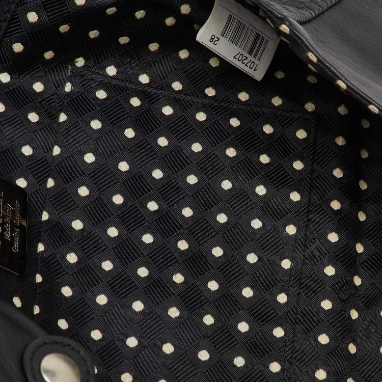 Pre Owned Furla Black Leather Knot Bow Flap Shoulder Bag