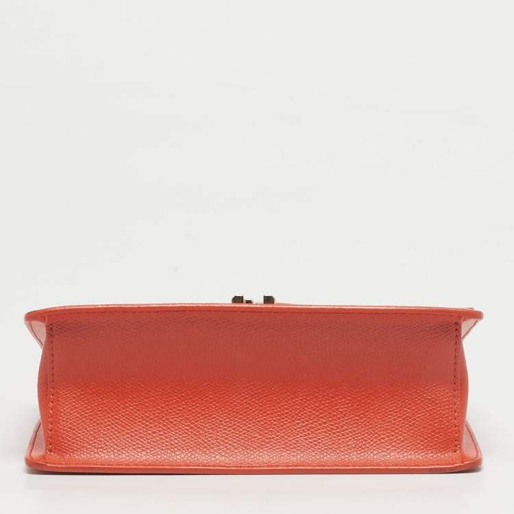 Pre Owned Furla Orange Leather Mini 1927 Crossbody Bag