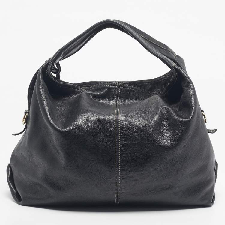 Pre Owned Furla Black Leather Elisabeth Hobo