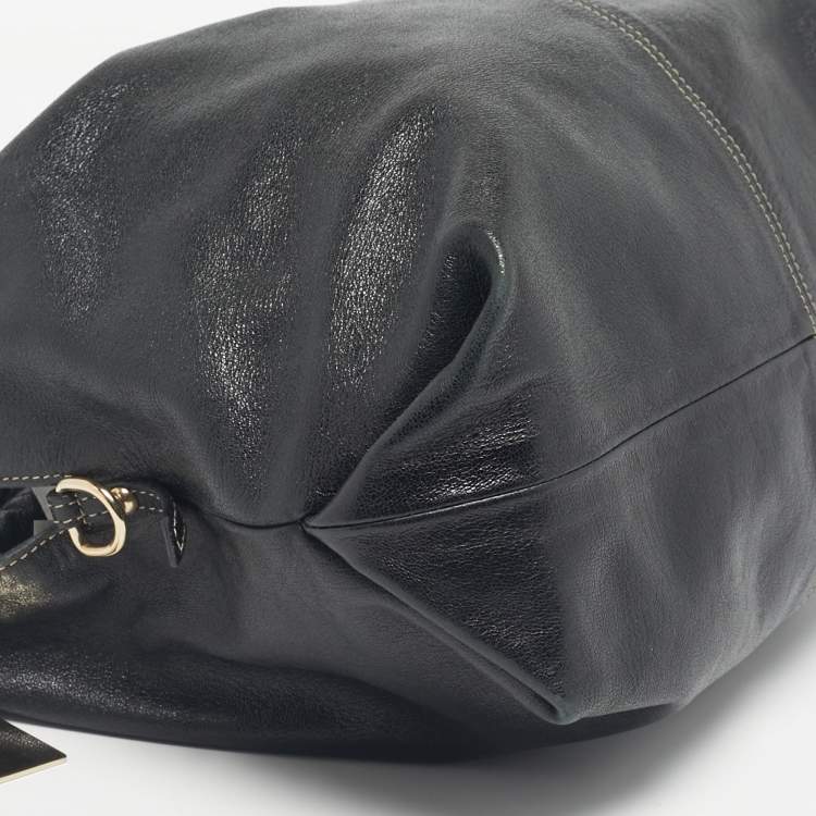 Pre Owned Furla Black Leather Elisabeth Hobo