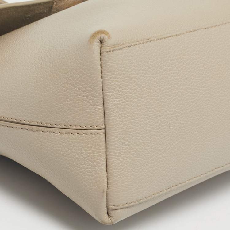 Pre Owned Furla Light Beige Leather Niki Top Handle Bag