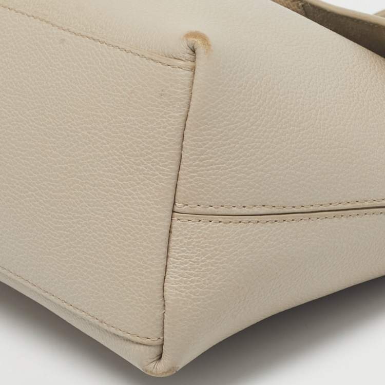 Pre Owned Furla Light Beige Leather Niki Top Handle Bag