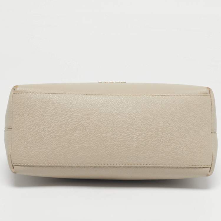 Pre Owned Furla Light Beige Leather Niki Top Handle Bag
