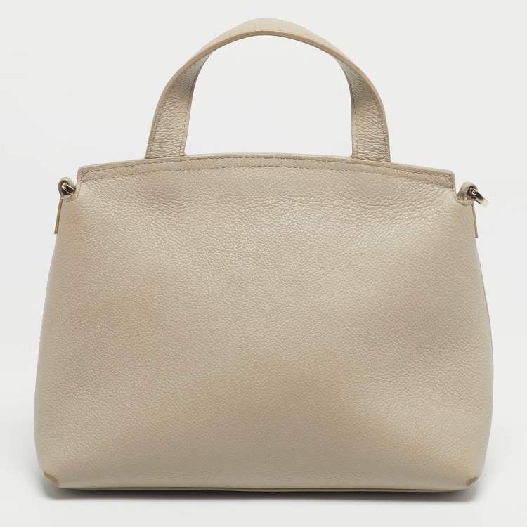 Pre Owned Furla Light Beige Leather Niki Top Handle Bag