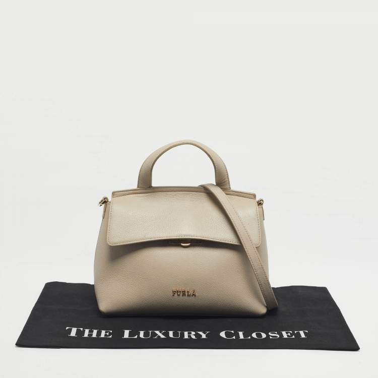Pre Owned Furla Light Beige Leather Niki Top Handle Bag