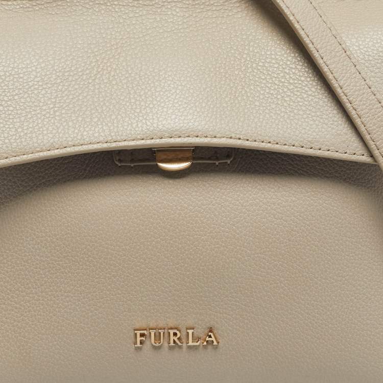 Pre Owned Furla Light Beige Leather Niki Top Handle Bag