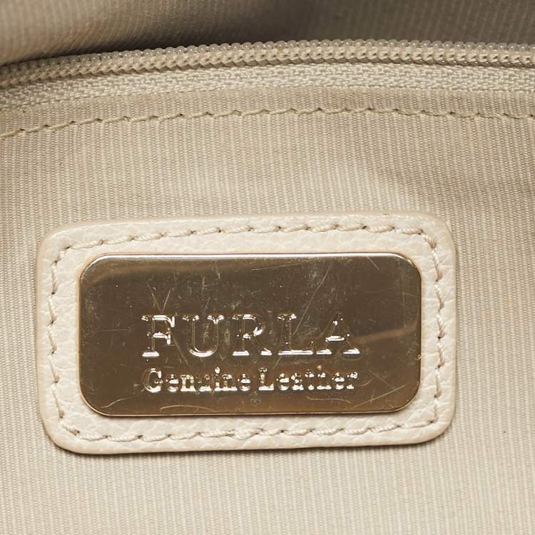 Pre Owned Furla Light Beige Leather Niki Top Handle Bag