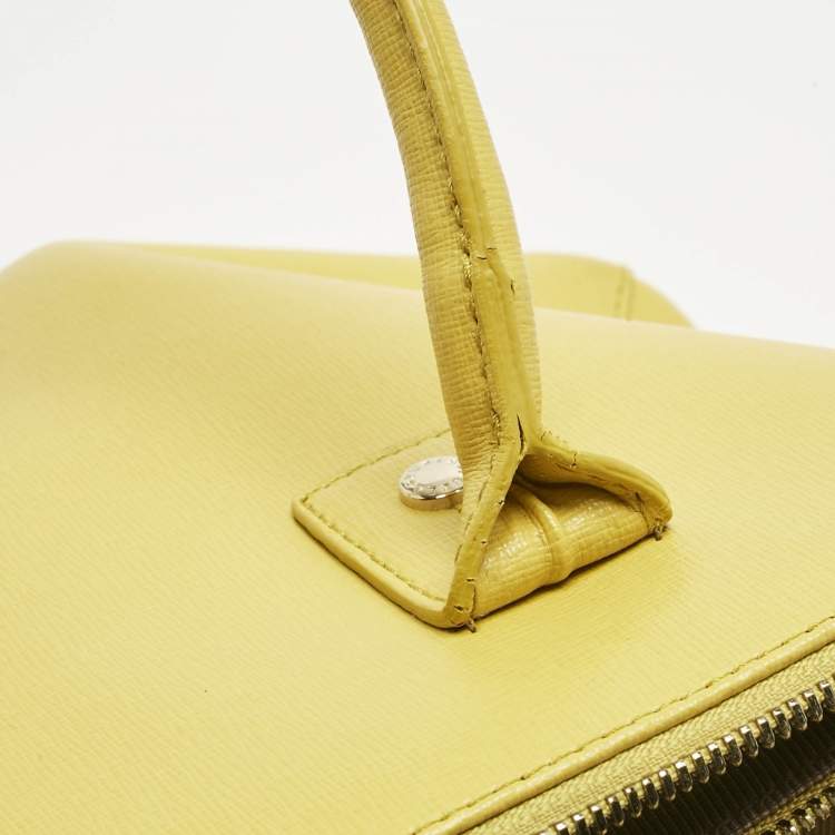 Pre Owned Furla Yellow Leather Large Linda Tote