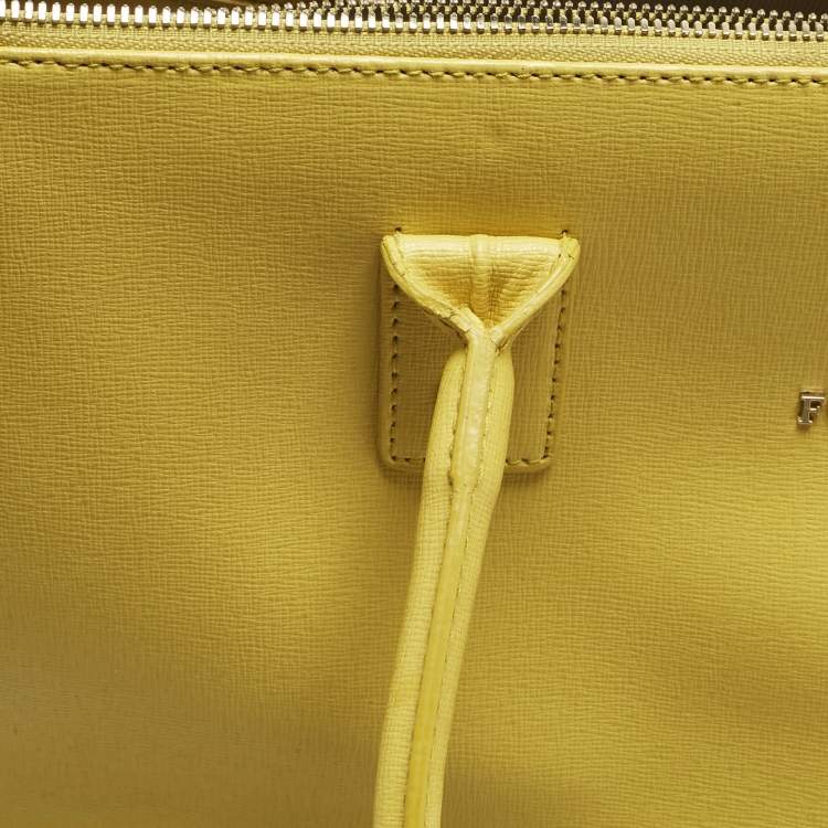 Pre Owned Furla Yellow Leather Large Linda Tote