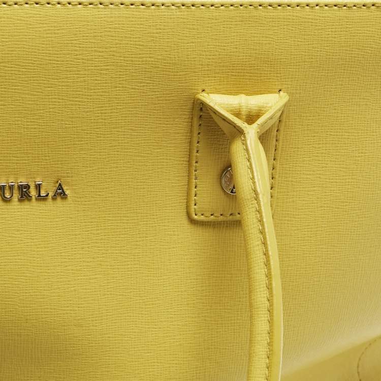 Pre Owned Furla Yellow Leather Large Linda Tote