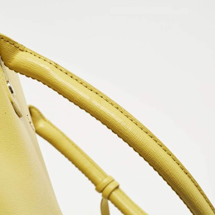 Pre Owned Furla Yellow Leather Large Linda Tote
