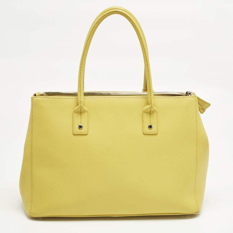 Pre Owned Furla Yellow Leather Large Linda Tote