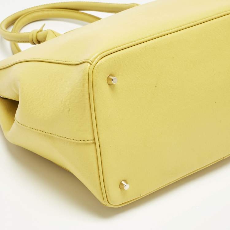 Pre Owned Furla Yellow Leather Large Linda Tote