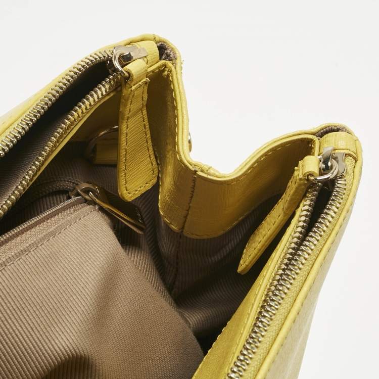 Pre Owned Furla Yellow Leather Large Linda Tote