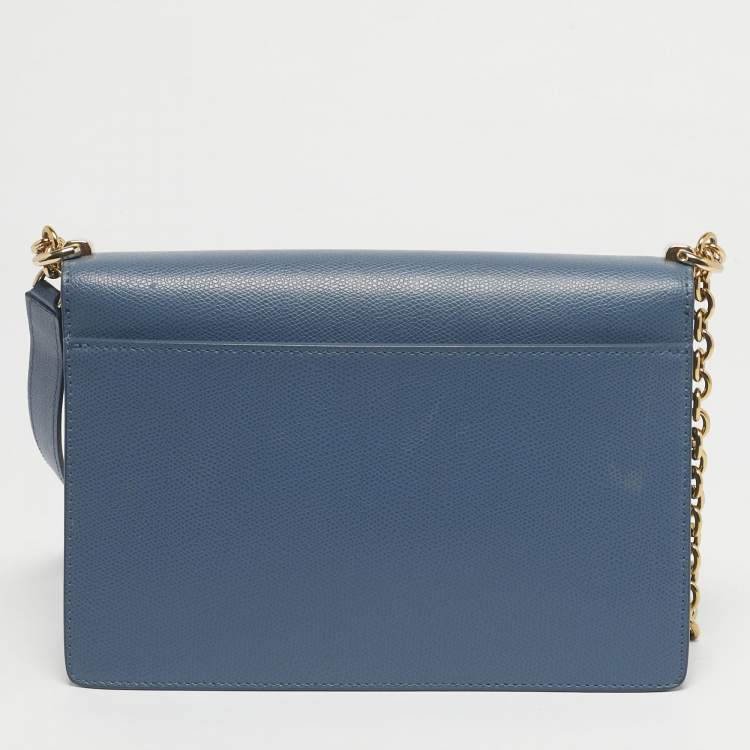 Pre Owned Furla Light Blue Leather 1927 Flap Shoulder Bag