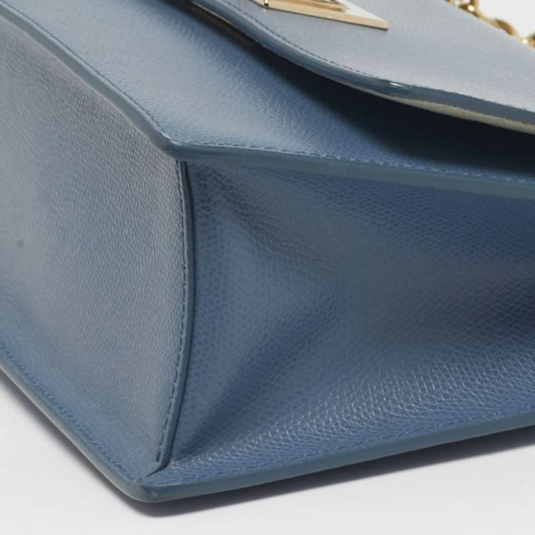 Pre Owned Furla Light Blue Leather 1927 Flap Shoulder Bag