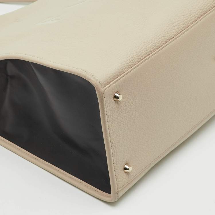 Pre Owned Furla Beige Leather Logo Embossed Shopper Tote