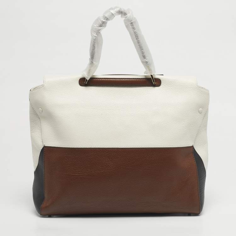Pre Owned Furla Tricolor Leather Artesia Creta Top Handle Bag