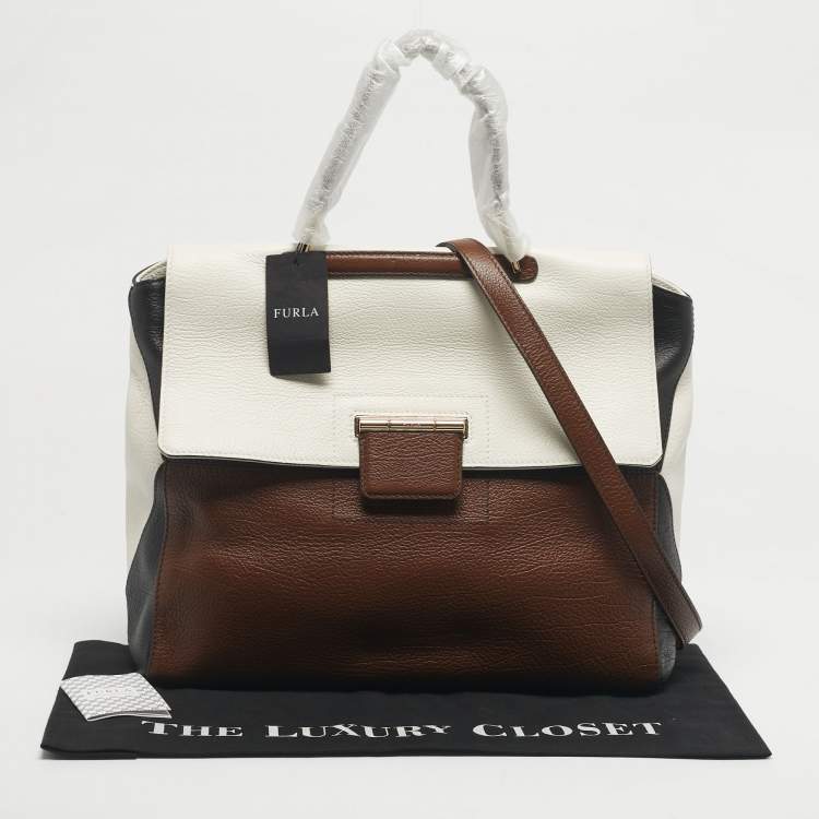 Pre Owned Furla Tricolor Leather Artesia Creta Top Handle Bag