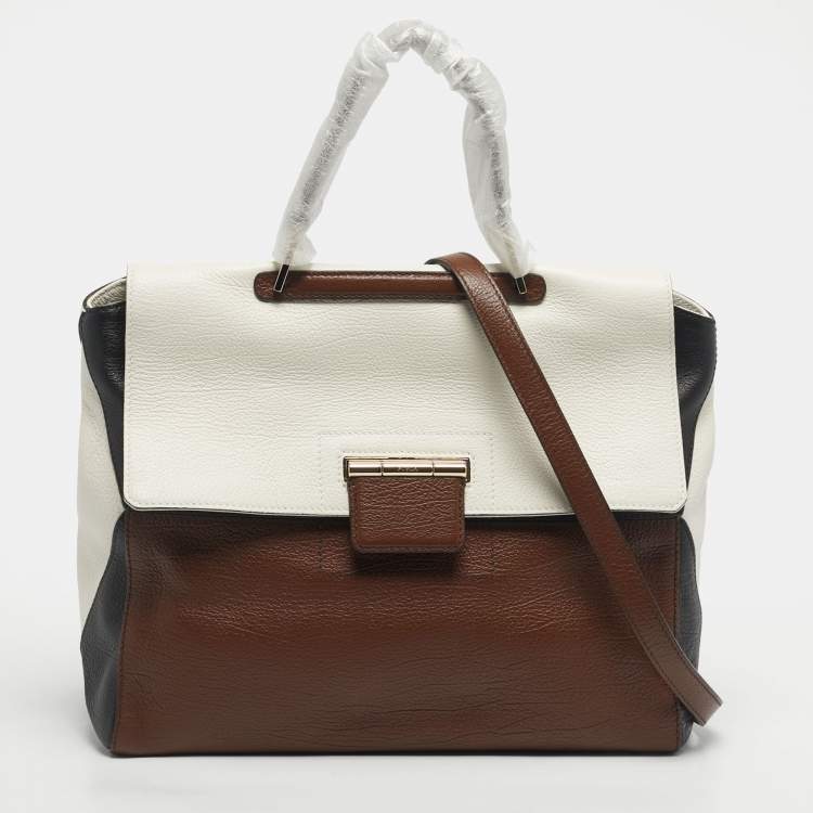 Pre Owned Furla Tricolor Leather Artesia Creta Top Handle Bag
