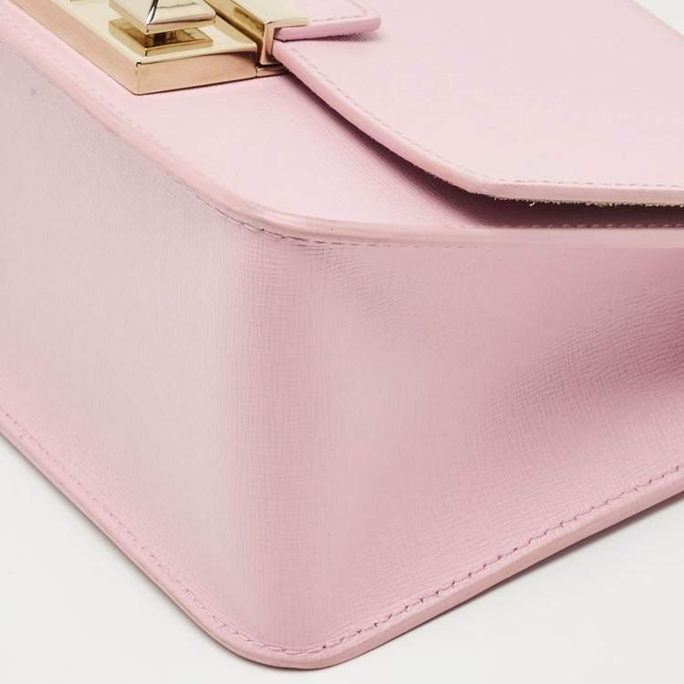 Pre Owned Furla Light Pink Leather Bella Top Handle Bag