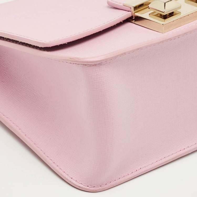 Pre Owned Furla Light Pink Leather Bella Top Handle Bag