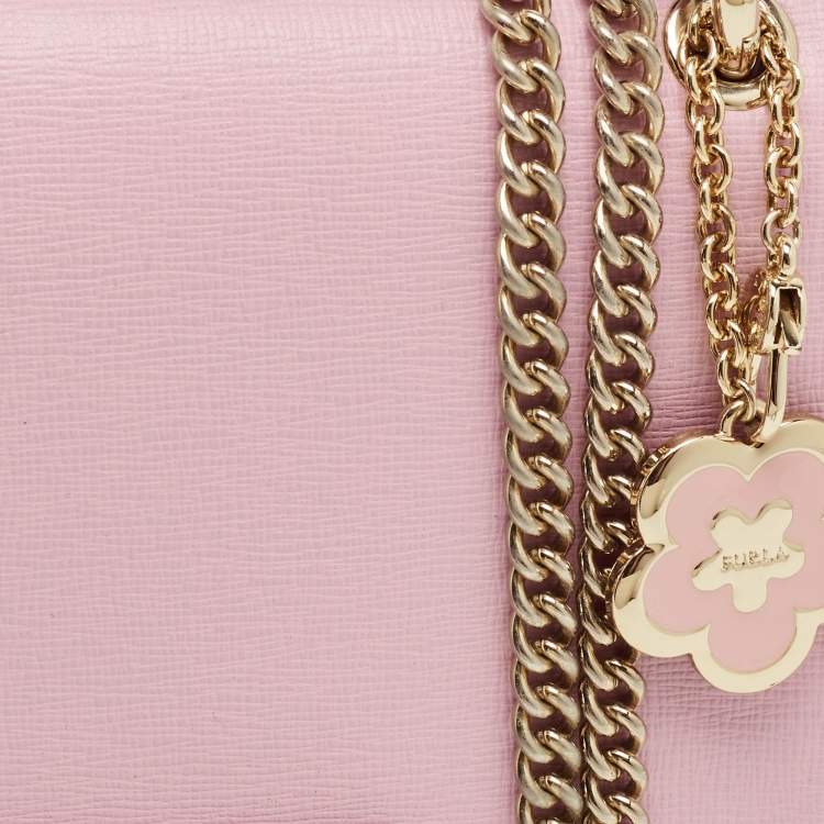 Pre Owned Furla Light Pink Leather Bella Top Handle Bag