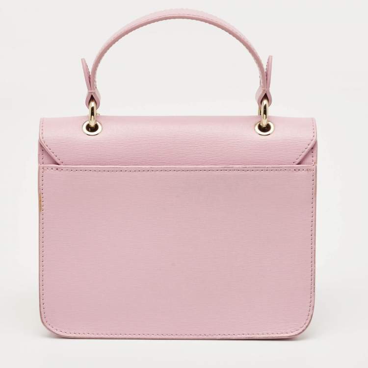 Pre Owned Furla Light Pink Leather Bella Top Handle Bag