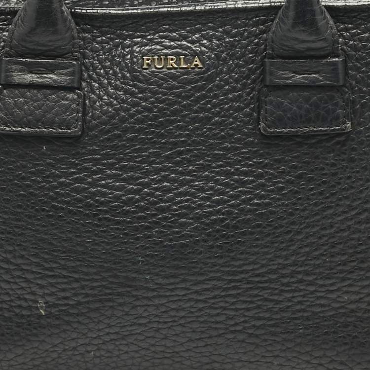 Pre Owned Furla Black Leather Capriccio Tote