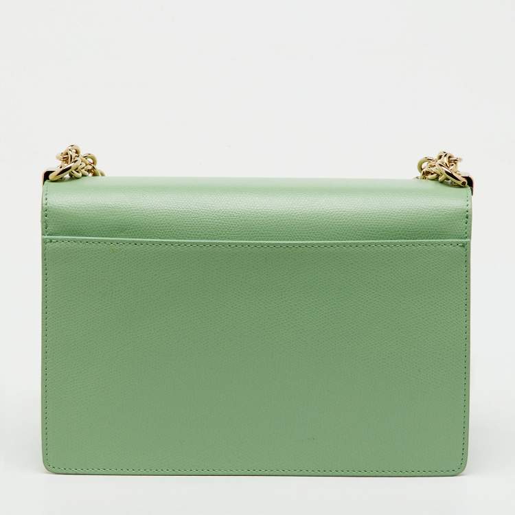 Pre Owned Furla Light Green Leather Small 1927 Crossbody Bag