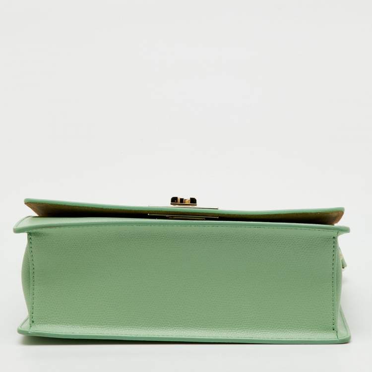 Pre Owned Furla Light Green Leather Small 1927 Crossbody Bag