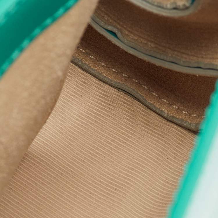 Pre Owned Furla Teal Green Leather 1927 Opera Top Handle Bag