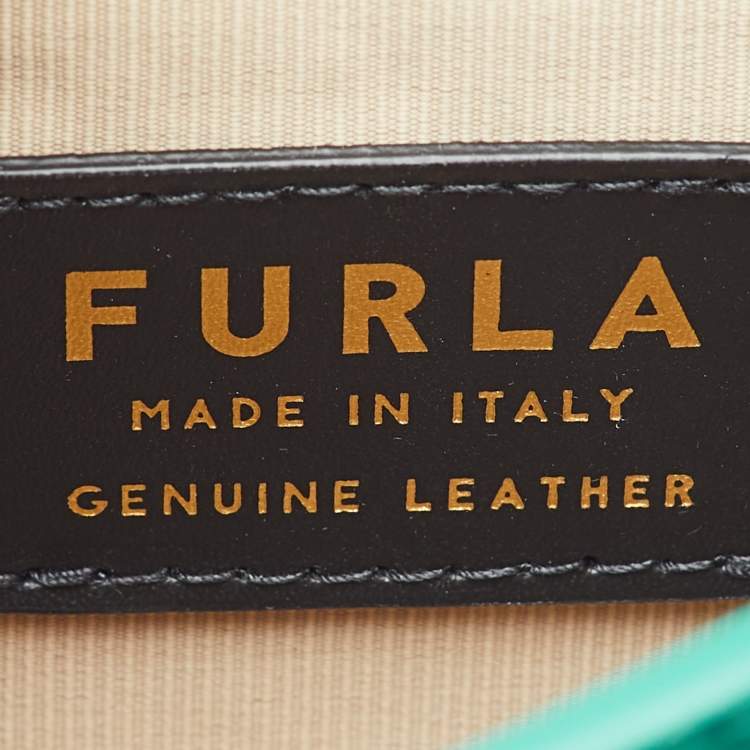 Pre Owned Furla Teal Green Leather 1927 Opera Top Handle Bag