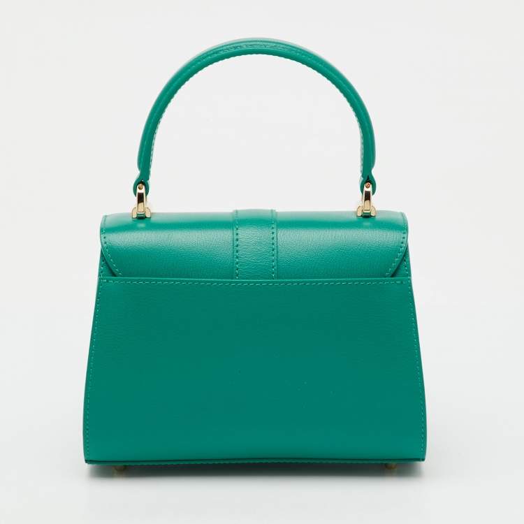 Pre Owned Furla Teal Green Leather 1927 Opera Top Handle Bag