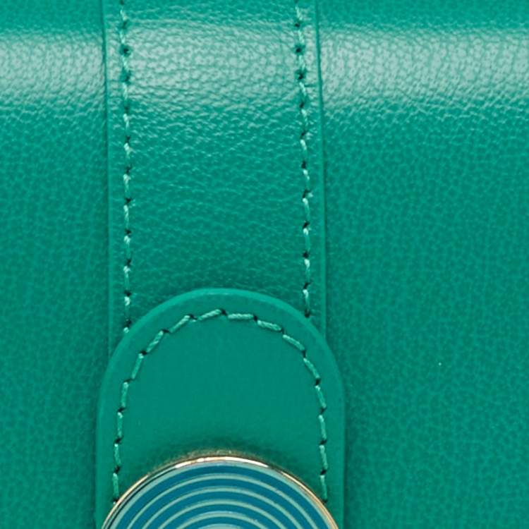 Pre Owned Furla Teal Green Leather 1927 Opera Top Handle Bag