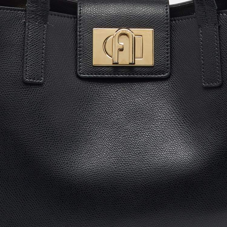 Pre Owned Furla Black Leather 1927 Soft Tote