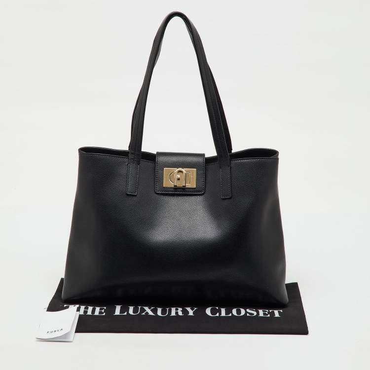 Pre Owned Furla Black Leather 1927 Soft Tote