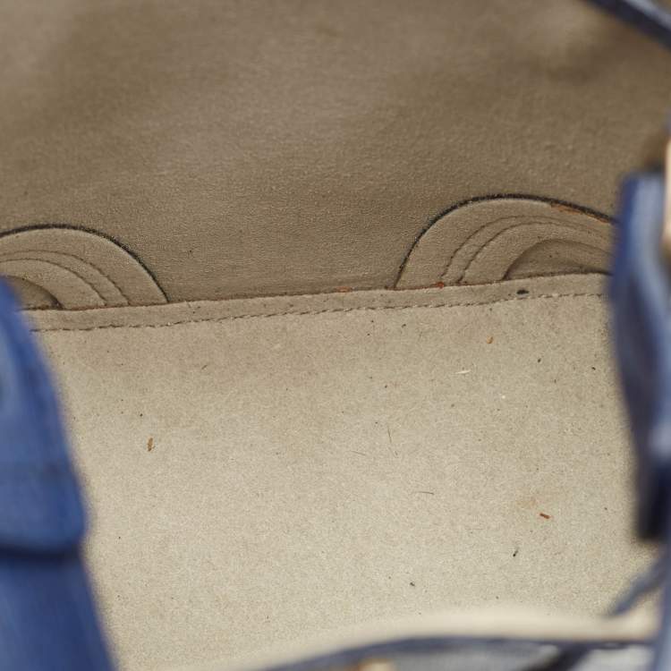 Pre Owned Furla Navy Blue Leather Mini Stacy Drawstring Bucket Bag