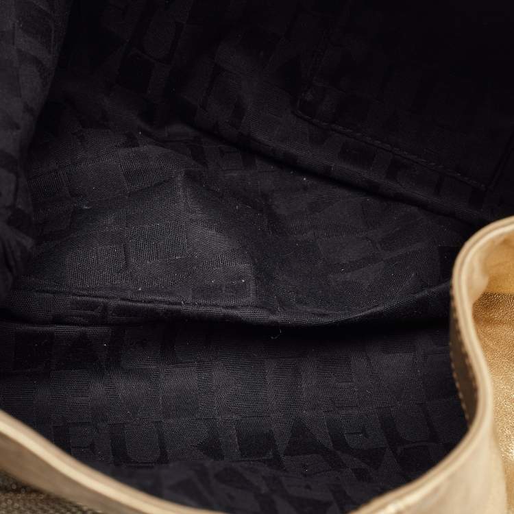 Pre Owned Furla Gold Leather Rope Chain Handle Hobo