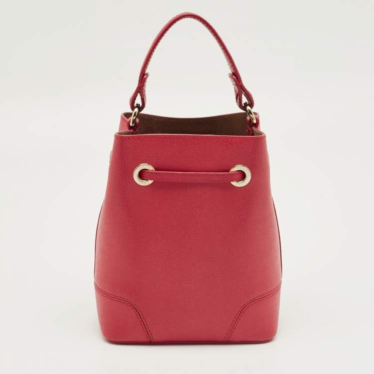 Pre Owned Furla Pink Leather Mini Stacy Drawstring Bucket Bag