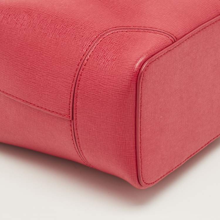 Pre Owned Furla Pink Leather Mini Stacy Drawstring Bucket Bag