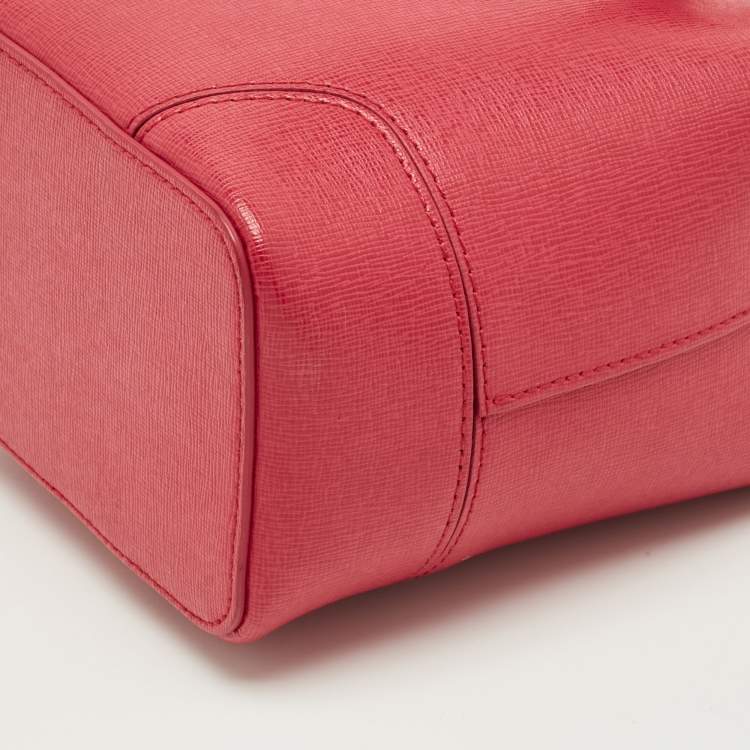 Pre Owned Furla Pink Leather Mini Stacy Drawstring Bucket Bag