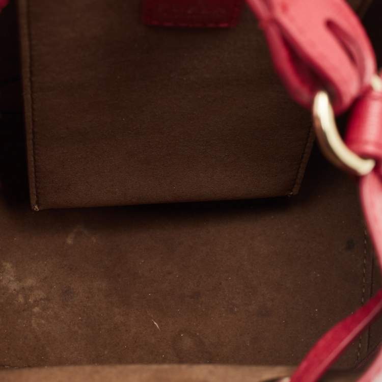 Pre Owned Furla Pink Leather Mini Stacy Drawstring Bucket Bag