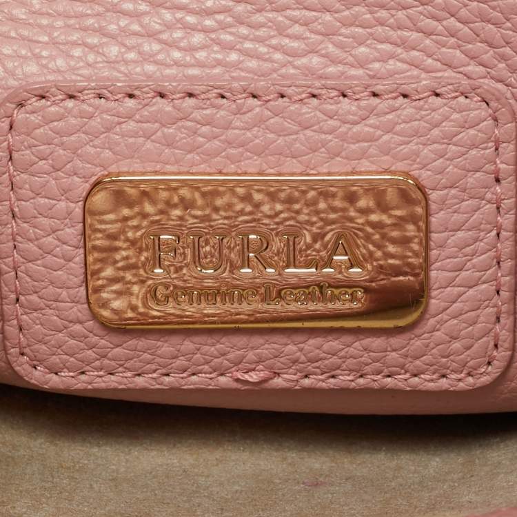Pre Owned Furla Pink Leather Perla Crossbody Bag