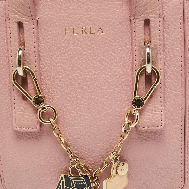 Pre Owned Furla Pink Leather Perla Crossbody Bag
