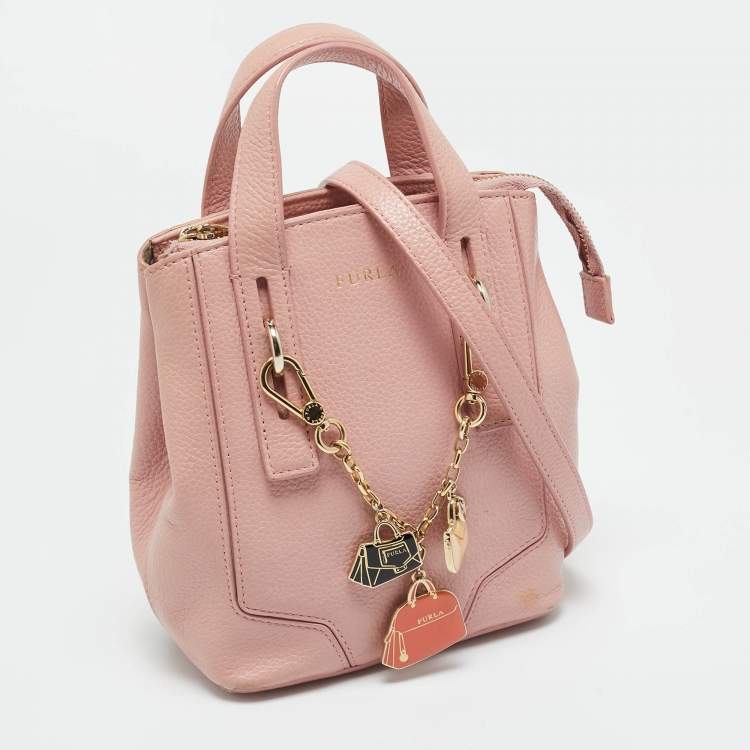 Pre Owned Furla Pink Leather Perla Crossbody Bag