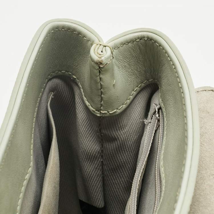 Pre Owned Furla Light Green Leather Mini 1927 Top Handle Bag