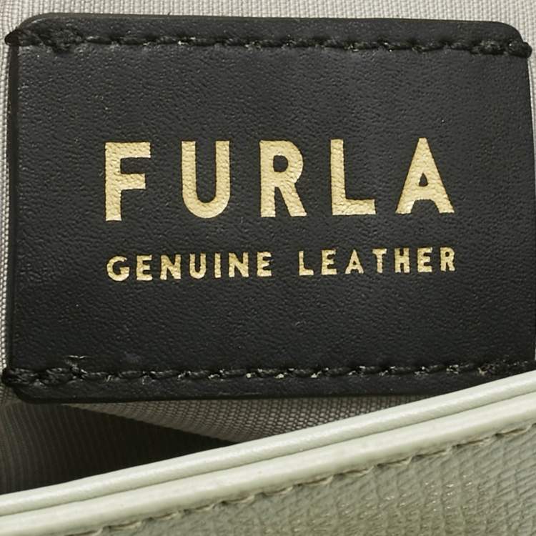 Pre Owned Furla Light Green Leather Mini 1927 Top Handle Bag